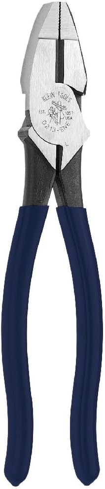 Klein Tools D213-8NE Pliers, 8-Inch Side Cutters, High Leverage Lineman's Pliers Cut Copper, Aluminum and other Soft Metals
