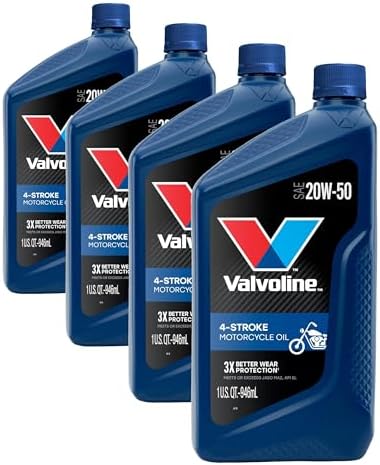 Valvoline 4-Stroke Motorcycle SAE 20W-50 Motor Oil 1 QT (Pack of 4)