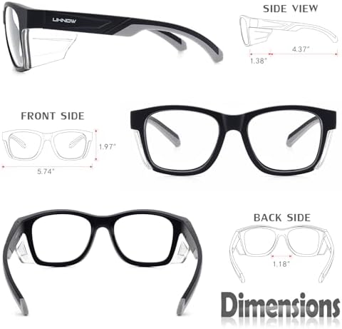 UKNOW Safety Glasses - Anti Fog Lenses - Eye Protection with Side Shields - ANSI Z87.1 Protective Eyewear - UV Protection