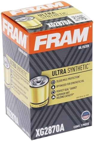 FRAM Ultra Synthetic Automotive Replacement Oil Filter, Designed for Synthetic Oil Changes Lasting up to 20k Miles, XG2870A with SureGrip (Pack of 1)
