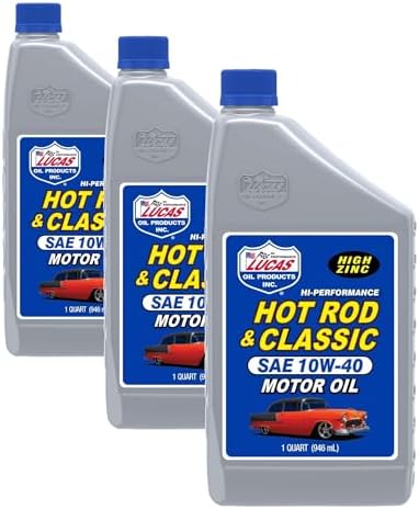 Lucas Oil 10688 Hot Rod and Classic Car SAE 10W-40 Motor Oil - 1 Quart (Pack of 3)