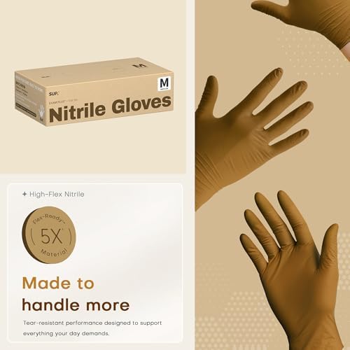 Supmedic SUP Exam Plus® Nitrile Gloves, Powder-Free Disposable, Trail Tan