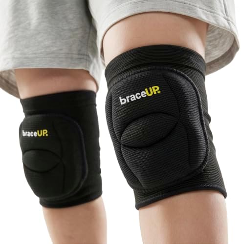 BraceUP Kids Volleyball Knee Pads – Thick EVA Padding, 2 Pack, S