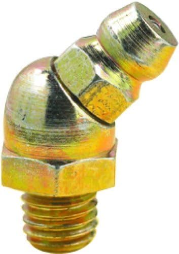 LUMAX LX-3303-10 6 mm x 1 mm 45° Grease Fittings, 10 Pcs. – Zinc-Plated, Heavy-Duty, Ball Check Design for Trucks, Automotive, Agricultural, Industrial, Marine & Construction Equipment (Pack of 10)