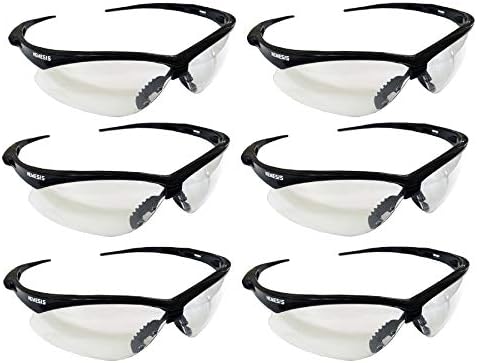 KLEENGUARD (Formerly Jackson Safety V30 Nemesis Safety Glasses/Sunglasses, 25676 Black Frame, Clear Lens (6 Pair)