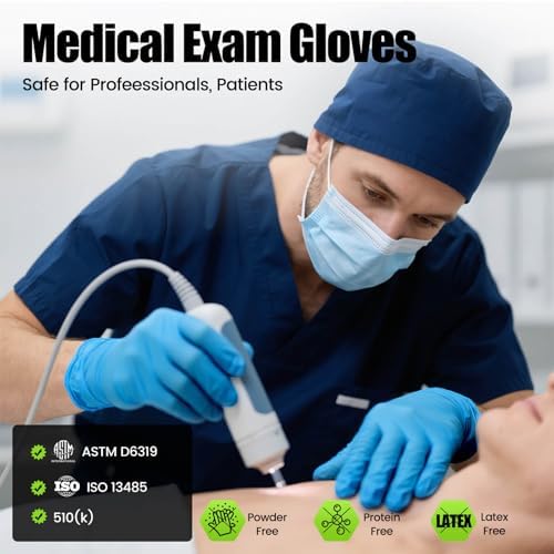 TREEGO Blue Nitrile Gloves, Small, 6 Mil Medical Exam Gloves, 1000 Count