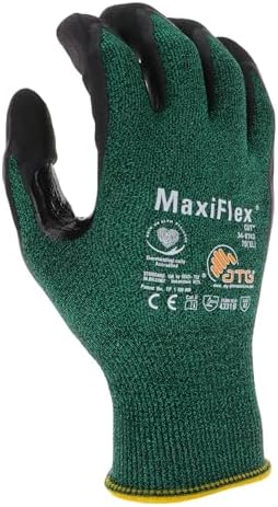 ATG 34-8743/M Maxiflex Cut, Green Engineered Yarn Shell, Blk Nitrile Microfoam Grip, (Pack of 3)