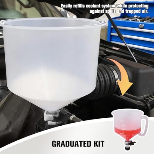 Zpana 15PCS Car Coolant Funnel Kit, No-Spill Vehicle Radiator Filling Funnel Bleeder with Adapters, No-Leak Auto Radiator Burping Filler, Universal for SUV RV Truck (Red)