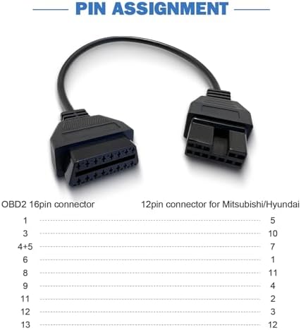 OBD1 to OBD2 Adapter for Mitsubi shi 12 Pin Diagnostic Cable Connector