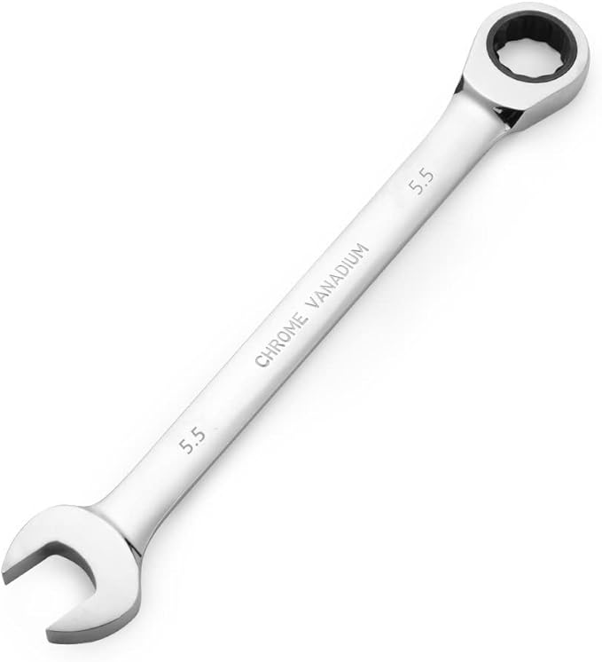 FLZOSPER 5.5mm Metric Ratchet Wrench,Box End Head 72-Tooth Ratcheting Combination Wrench Spanner