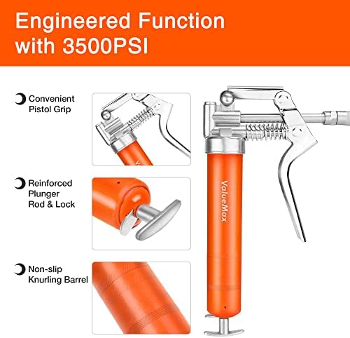 ValueMax Mini Grease Gun Kit, 3500 PSI Pistol Grip with 3 OZ Cartridge