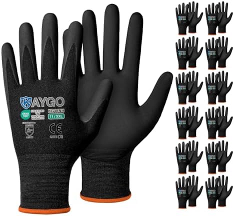 KAYGO Safety Work Gloves, MicroFoam Nitrile Coated, Men Women,KG18N