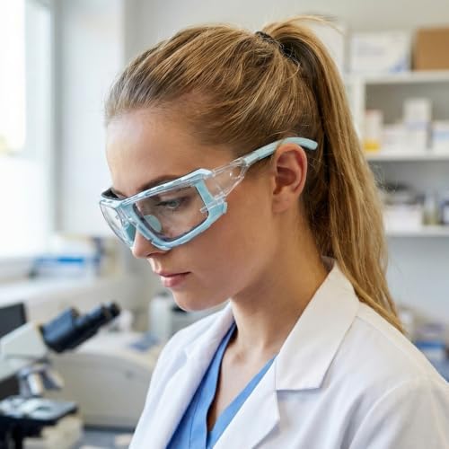 UKNOW Safety Glasses - Anti Fog Wraparound Lenses - Removable Foam Gasket - ANSI Z87.1 Protective Eyewear - Impact Resistant