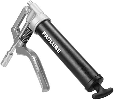 PROLUBE Mini Pistol Grip Grease Gun | 3-Ounce Capacity | 3,500 PSI | 4-inch Steel Extension & Coupler | Powder Coated Finish | 1/8” NPT Threads (43252)