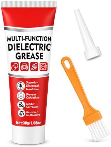 Dielectric Grease for Electrical Connectors Automotive, Silicone Grease with Brush, Waterproof Heat Resistant for Spark Plugs, Battery Terminals, O-Rings, Marine & Household Use, 1oz