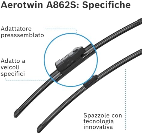 BOSCH 3397007862 AeroTwin Wiper Blades - Set of 2 (24" & 21") Top Lock 16mm