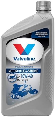 Valvoline 4-Stroke Motorcycle Full Synthetic SAE 10W-40 Motor Oil 1 QT, Case of 6