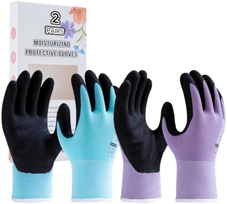 HandLove Gardening Gloves for Women,2 Pairs,Medium, Blue&Purple