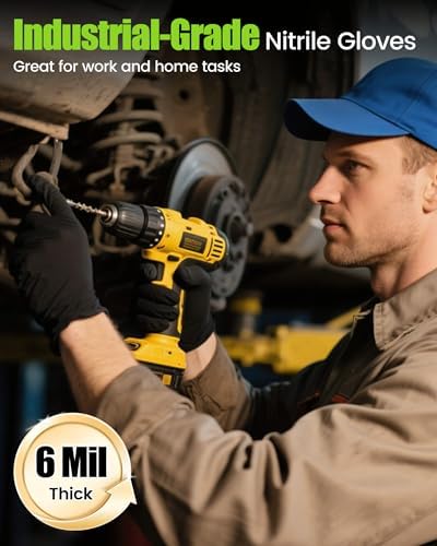 TREEGO Black Nitrile Disposable Gloves, X-Large, 6 Mil, 50 Count