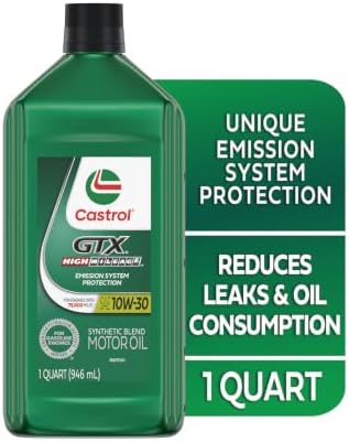 Castrol GTX High Mileage 10W-30 Synthetic Motor Oil, 1 Quart, Pack of 6