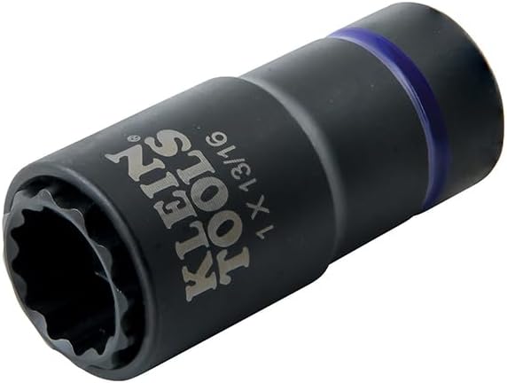 Klein Tools 66015 2-in-1 Impact Socket with 12-Point Deep Sockets, Coaxial Spring Loaded in 1- and 13/16-Inch Sizes