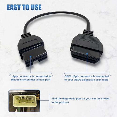 OBD1 to OBD2 Adapter for Mitsubi shi 12 Pin Diagnostic Cable Connector