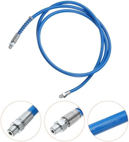HARFINGTON Grease Gun Hose 78.7" 10000 PSI Spring Flex High Pressure Quick Release Grease Replacement with Coupler 1/8" NPT Threads for Grease Gun, Blue