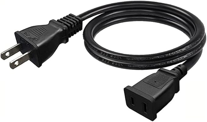 Toptekits (9.8ft/3m) USA Outlet Saver Power Extension Cord Cable 125V 10A 2-Prong 2 Outlets for NEMA 5-15P to NEMA 5-15R (9.8ft/3m)