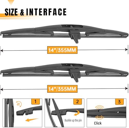 AUTOBOO 12" Rear Wiper Blade Replacement for Honda Pilot 2009-2015 2-Pack