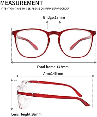Alsenor Safety Glasses Anti Fog Goggles Protective Eyewear Blue Light Blocking Anti Dust UV Protection Glasses For Men Women (Red)