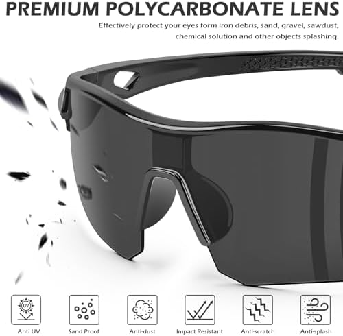 OXG 6 Pack Safety Glasses, Scratch Resistant Wraparound Lenses ANSI Z87.1 Protective Eyewear for Unisex