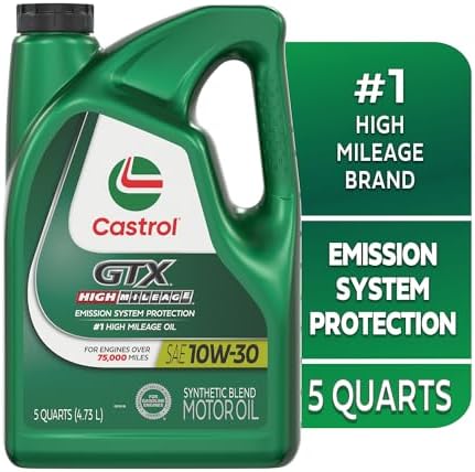 Castrol GTX High Mileage 10W-30 Synthetic Blend Motor Oil, 5 Quarts (Pack of 3)