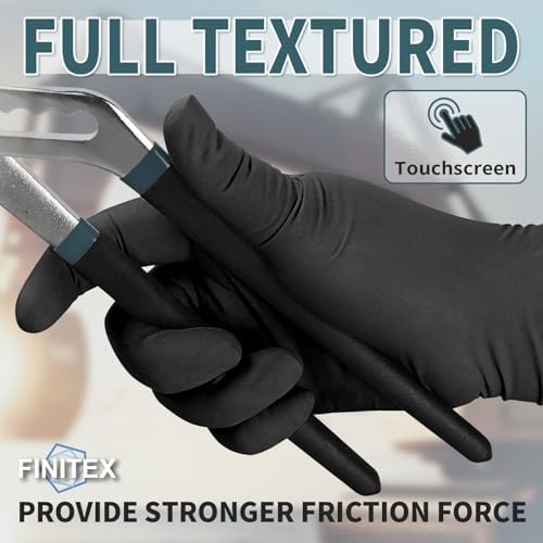 FINITEX Black Nitrile Disposable Gloves 5mil Medical Exam,XXL