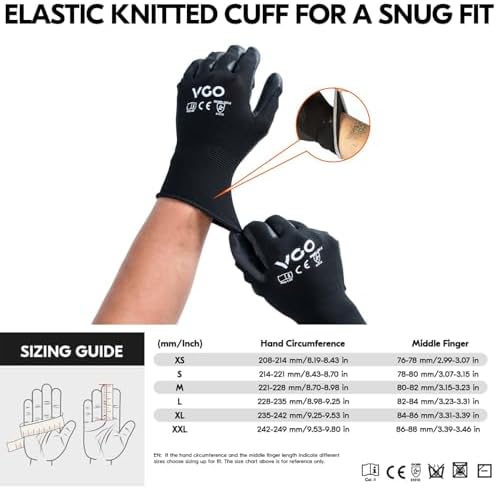 Vgo... 15Pairs PU Coated Safety Work Gloves,Gardening Gloves (PU2103,XL)