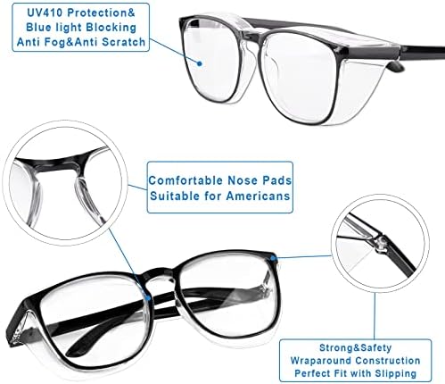 SQIMZAR Safety Glasses Goggles For Women Nurses Protective Eyewear,Anti Fog Safety Goggles