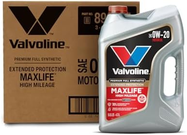 Valvoline Extended Protection High Mileage with Ultra MaxLife Technology 0W-20 Full Synthetic Motor Oil 5 QT, Case of 3