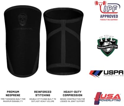 Gymreapers Knee Sleeves (1 Pair) with Gym Bag - IPF Approved - Support Compression Brace for Squats, Fitness, Weightlifting, Cross Training, Powerlifting - 7MM Neoprene Sleeves - For Men & Women (Black/Black, Large)