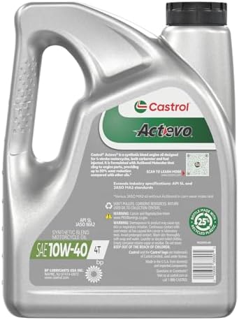 Castrol Actevo 10W-40 4T Synthetic Blend Motorcycle Oil, 1 Gallon, 3 Pack