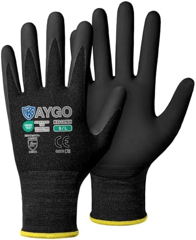 KAYGO Safety Work Gloves, MicroFoam Nitrile Coated, Men Women,KG18N
