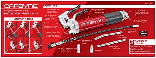 Carbyne Grease Gun, Pistol Grip, 7500 PSI, Heavy-Duty Professional Series