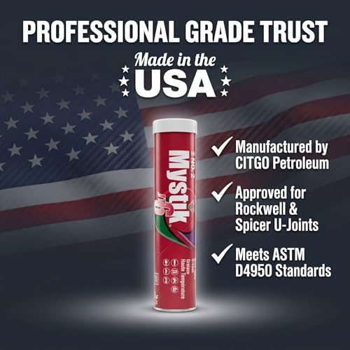 Mystik JT-6 High Temp Grease Tubes for Grease Gun, Multi Purpose Red Lithium Complex, NLGI 2, Wheel Bearing Grease, 14 oz, 2 Pack