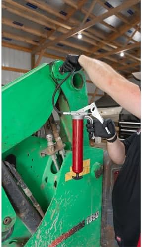 Alemite 555-E Professional Series Grease Gun, Dual Leverage Feature, 18" Flexible Hose, 7,500 psi Pressure, Quick Priming, Ergonomic Cast Handle, Universal Follower, Durable Coupler, Bleeder Valve