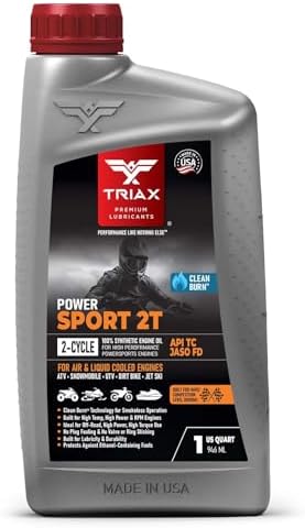 TRIAX Power Sport 2T Full Synthetic, All Season, 2 Cycle Engine Oil | For Powersports Premix & Direct Injector Engines in ATVs, UTVs, Snowmobiles, Wave Runners, JetSkis & Dirt Bikes (1 Quart)