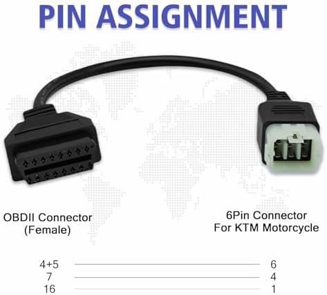 OBD2 Adapter Fit for KTM 6 Pin to 16Pin Motorcycle Diagnostic Cable