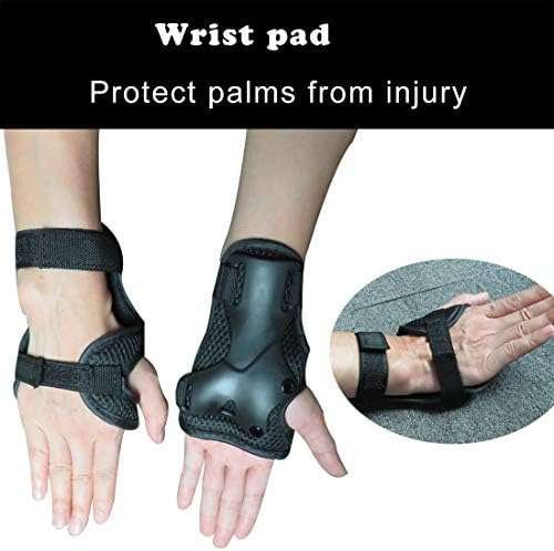 GEQID Kids Knee Pads and Elbow Pads Wrist Pad for Roller Skating Skate Protective Gear Rollerblade Bicycle Boys Youth 5-12 Years Old (Black)