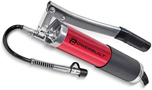 Powerbuilt 4,500 PSI Heavy Duty Lever Grease Gun, Anodized Aluminum Barrel with Rubber Grip, Includes Flex Hose, Rigid Pipe & Coupler – 940756