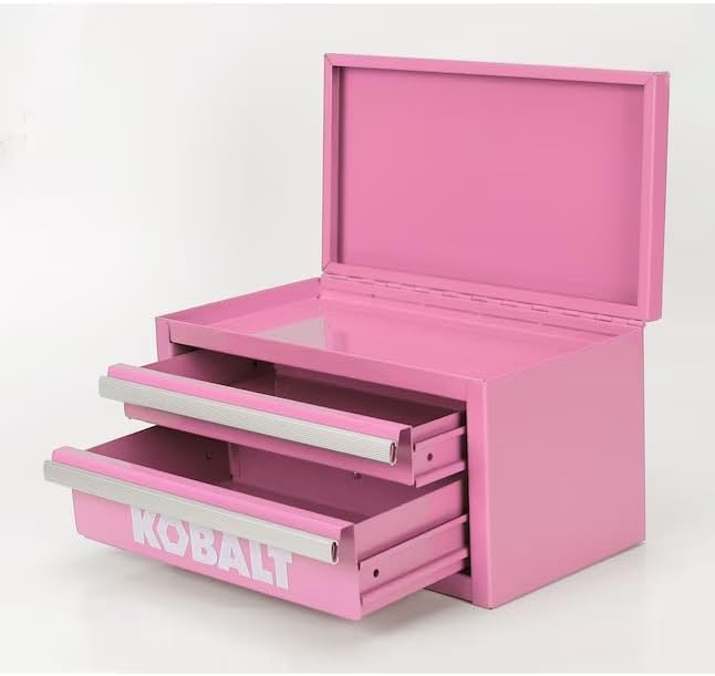 Mini 2-Drawer Steel Tool Box Pink