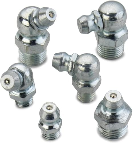 NEIKO 50463A Grease Fitting Assortment | 110 Piece | SAE | Straight and Angled Zerk Kit | A3 Steel | For Angled Grease Guns, Bearing Housings, Mechanical Component Lubrication
