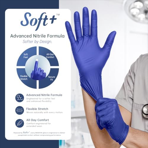 BEASTEK Nitrile Exam Gloves 4Mil Powder-Free Medical Disposable Blue Violet
