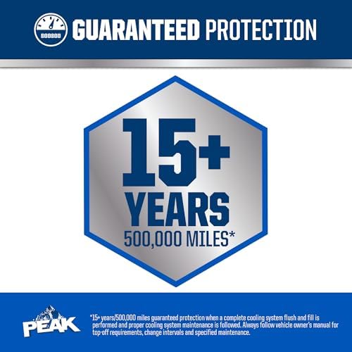 PEAK Titanium Concentrate Prediluted Antifreeze and Coolant for All Engine Cooling Systems, Long-Lasting Yellow Engine Coolant/Antifreeze for Lifetime Engine Protection in All Vehicles, 1 Gal.